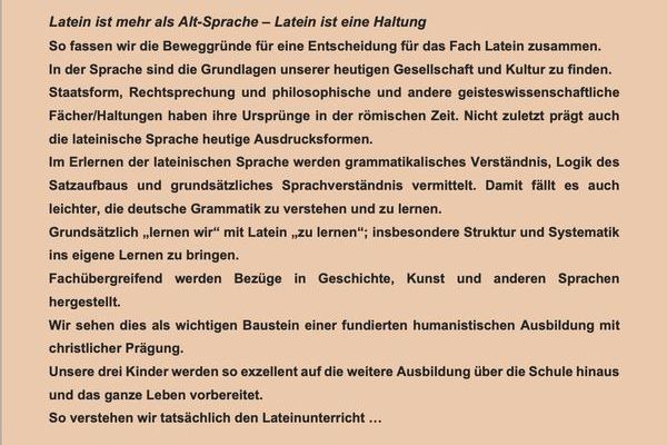 Aussagen von Eltern aktueller und ehemaliger Latein-Schler*innen ber Latein