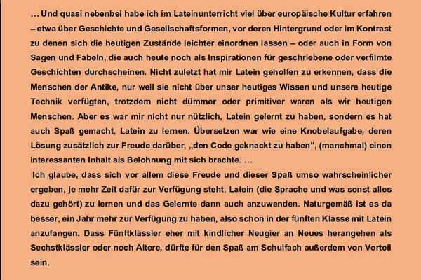 Aussagen von Eltern aktueller und ehemaliger Latein-Schler*innen ber Latein